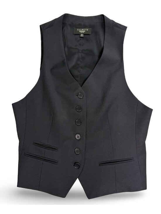 Bailey 44 Dresses & Skirts - Talbots Wool Blend Suit Vest Womens 10P Black Lined Tailored Office Siren Chic